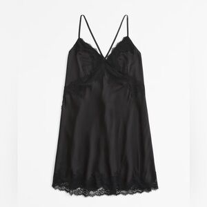Black Lace and Satin Nightgown Sleepwear Pajamas